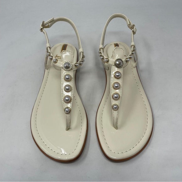 Sam Edelman Gigi Patent Pearl Embellished Thong T- Strap Sandals - NWT - Picture 6 of 11